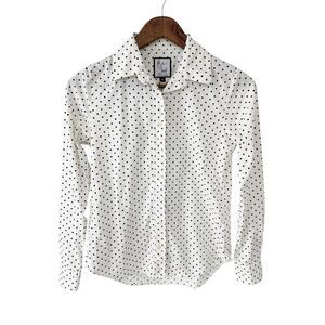 The Shirt by Rochelle Behrens Button Down Top White Polka Dot Size Extra Small